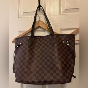Brown Checkered Tote Bag